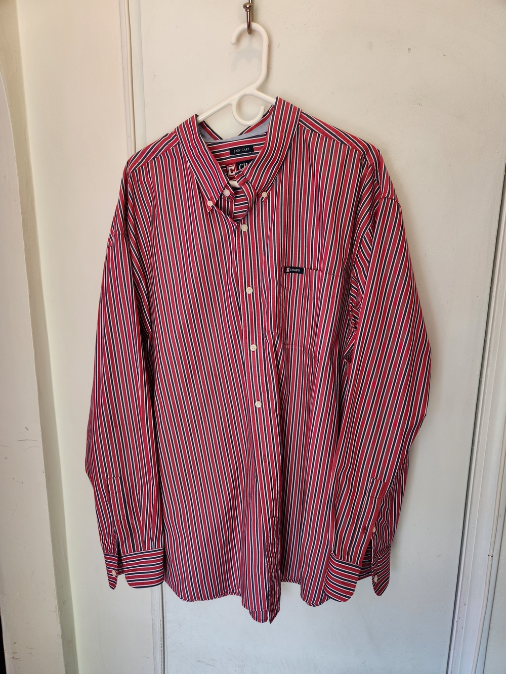 Chaps Men’s Red, White & Navy Stripe Button-Down Shirt